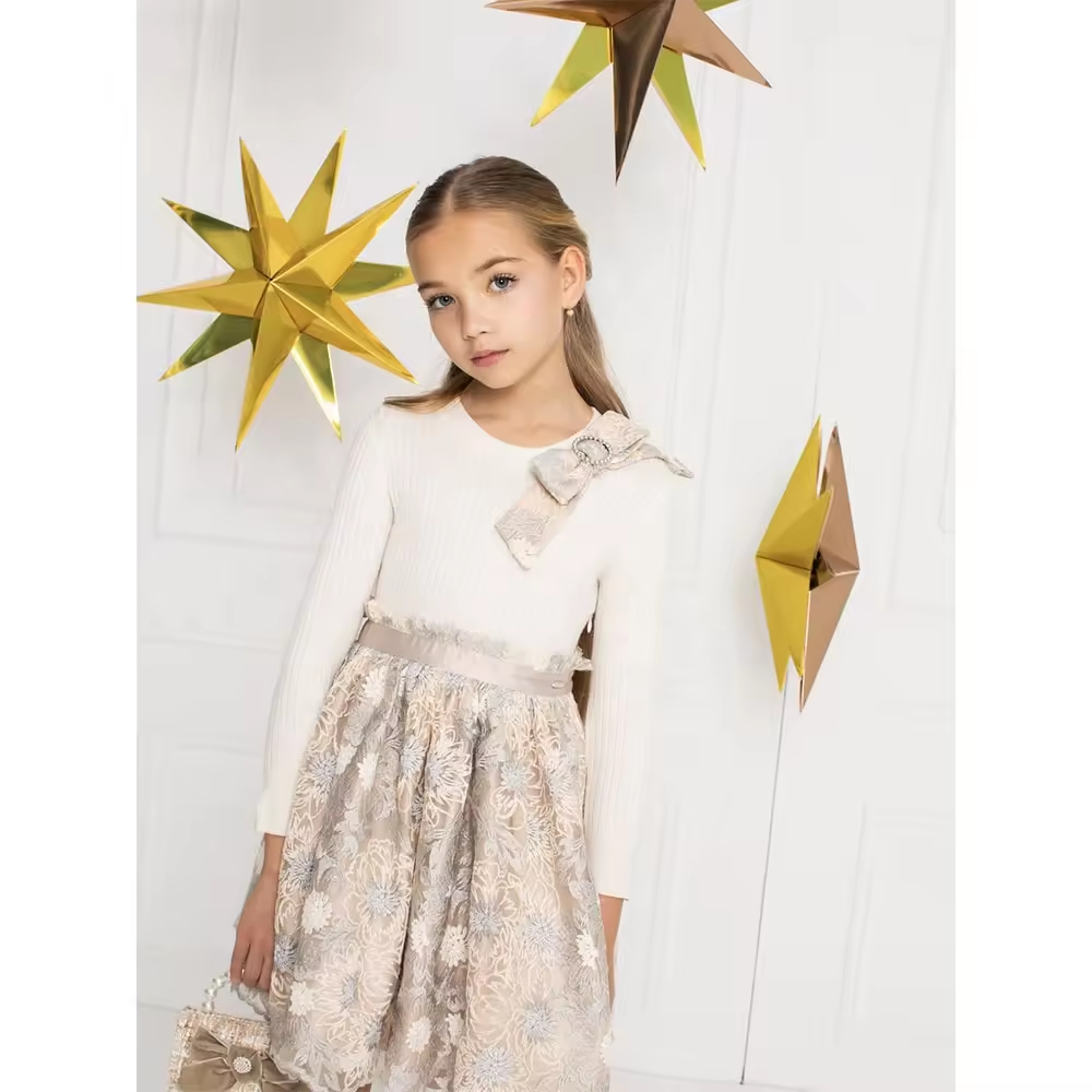 girls flower white dress
