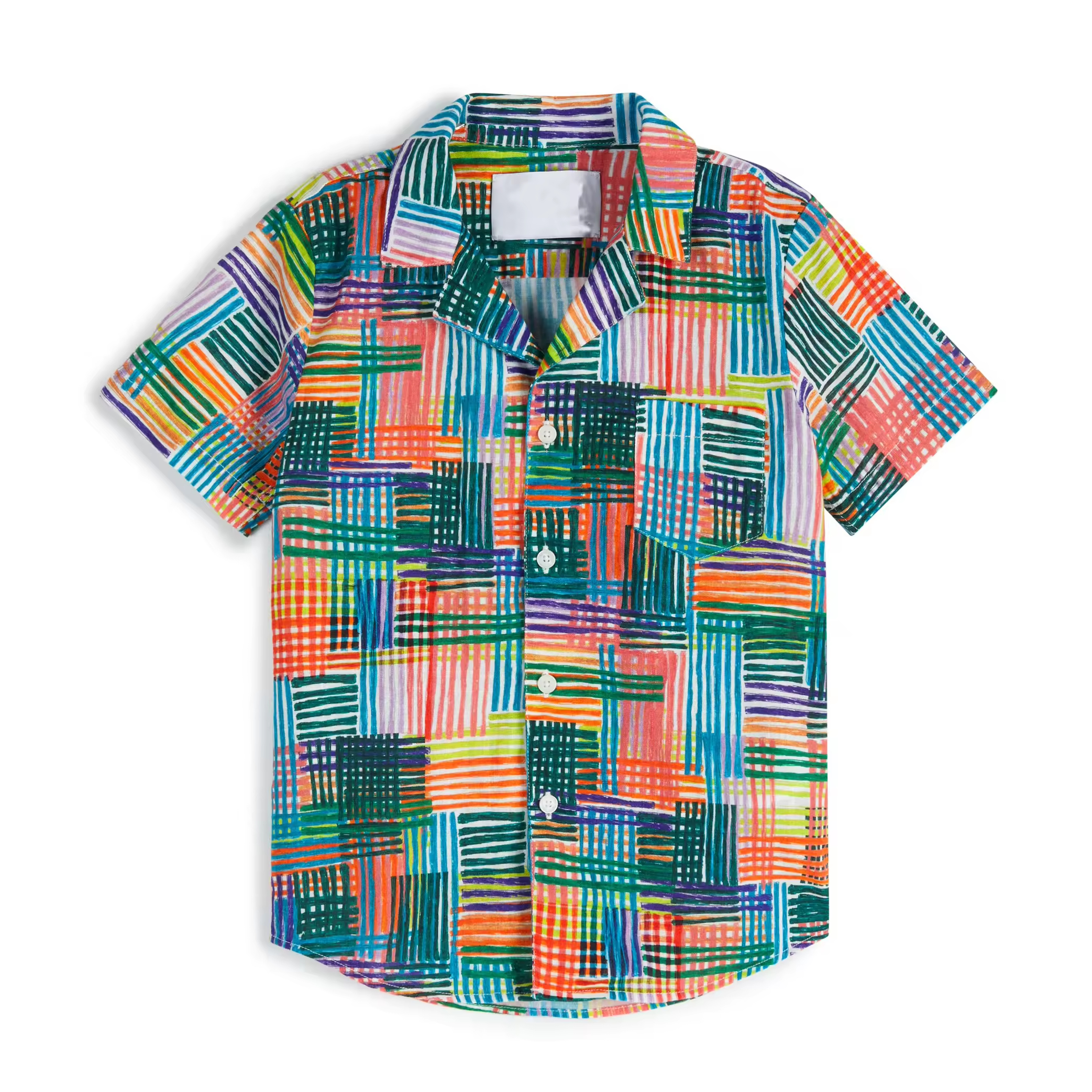 Guangzhou Custom Kids Button Down Cotton Rayon Blend Shirt for Summer Private Label Toddler Boys' Shirt with Logo
