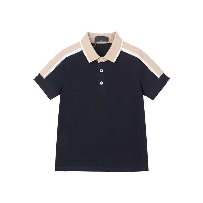 Boys Casual Tshirts & Polo Shirts Breathable Knitted Fabric Plus Size Patchwork Design Polo Neck