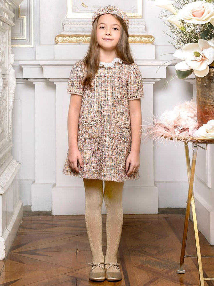 AW22 Newest Tweed Dresses Fashion Kids Girls Dresses